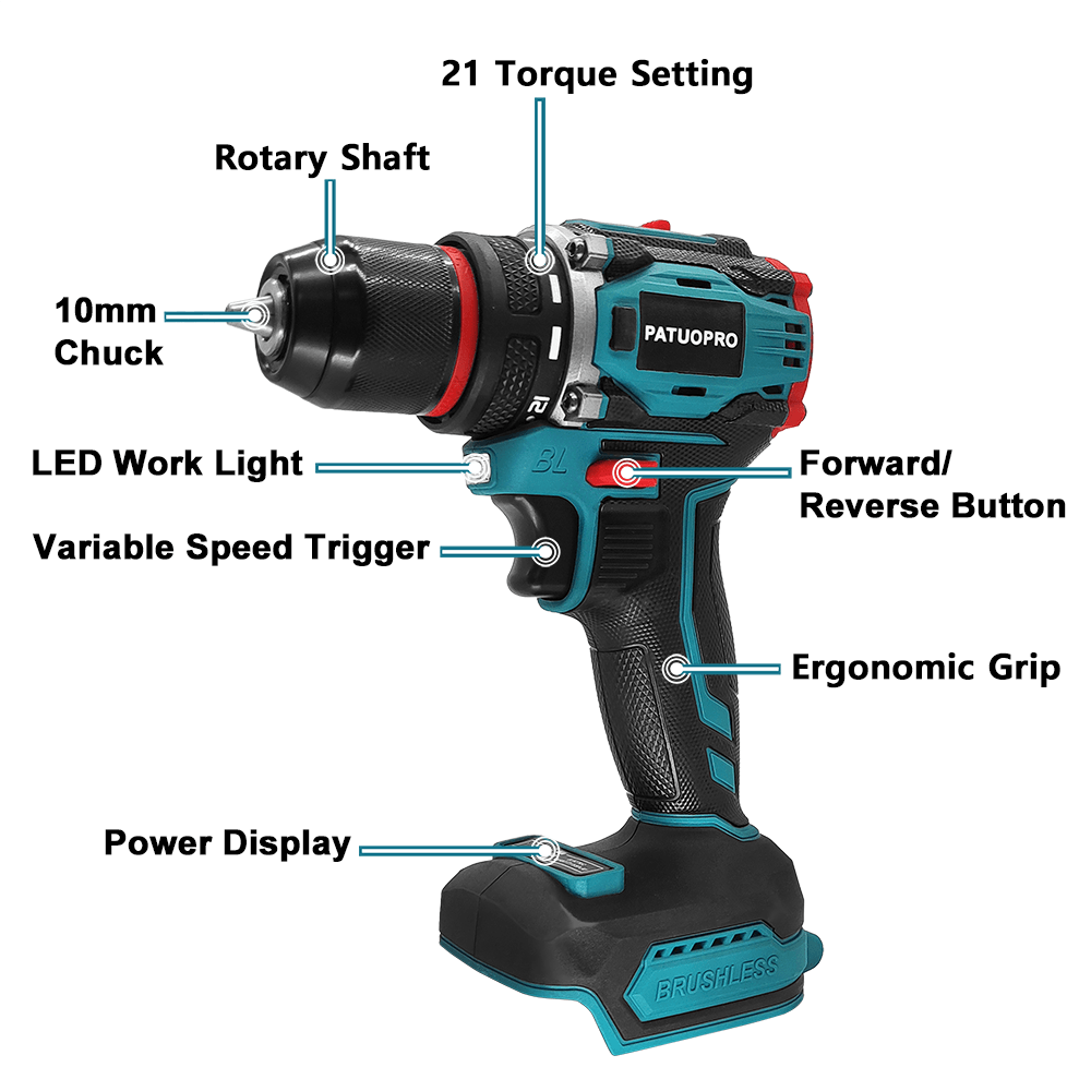PATUOPRO 21V Wireless Brushles - đánh giá và giá Makita Drill Ddf484